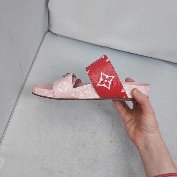LOUIS VUITTON Monogram Rouge Rose Bom Dia Flat Sandal - Picture 7 of 9